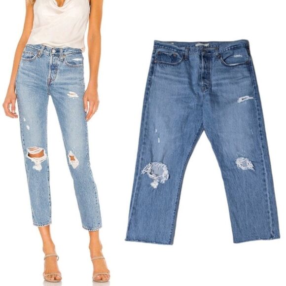 LEVI'S Wedgie Icon Fit High Rise Crop Jeans 32 - Picture 1 of 10
